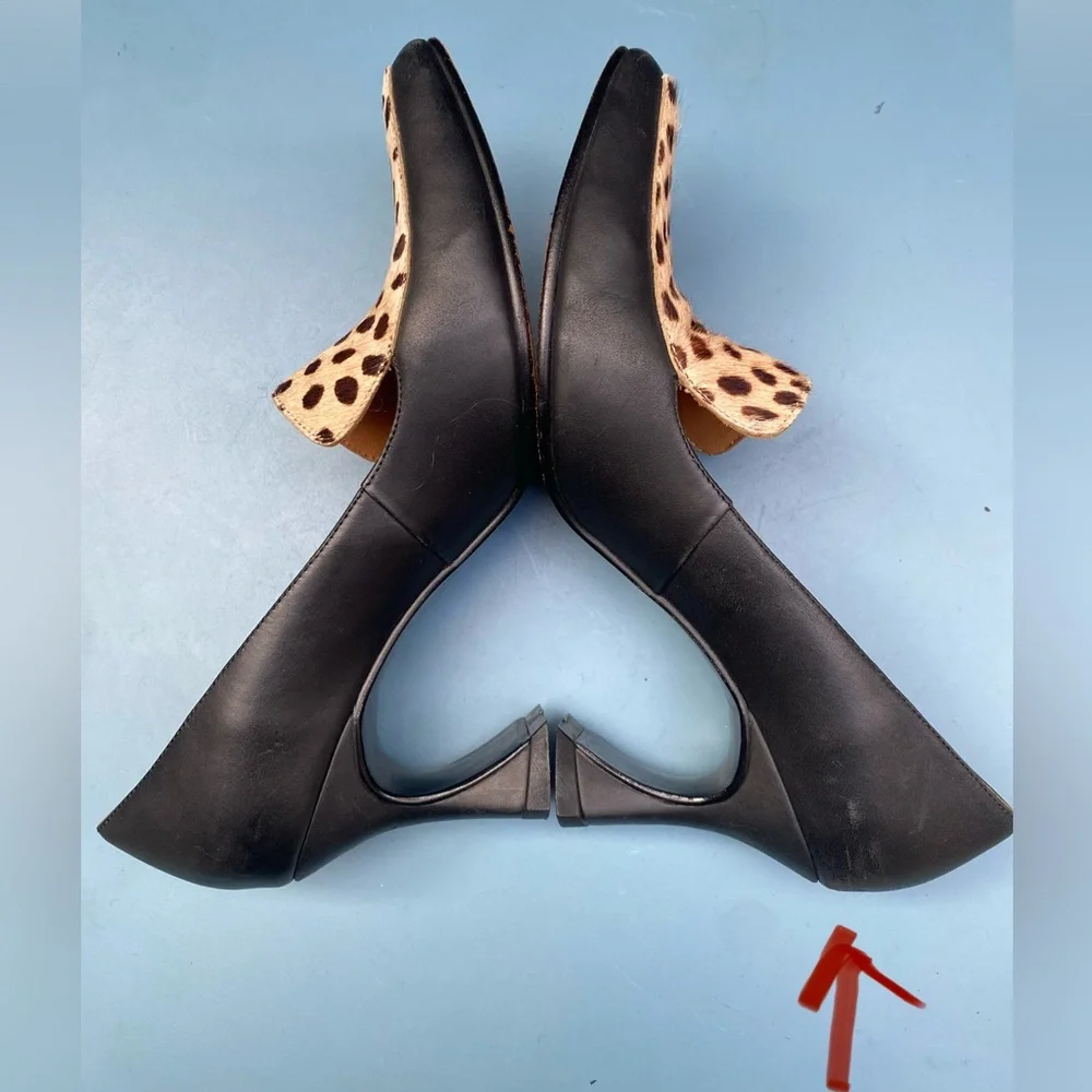 John Fluevog Big Presence Davis Leopard Black Textured Loafer Heel - US Size 7 - Picture 10 of 11